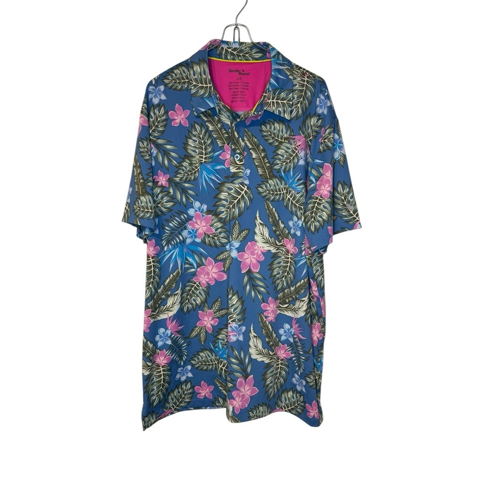 Birdie Bound Men's Shirt Golf Polo Floral Aloha Short Sleeves Multicolor Large